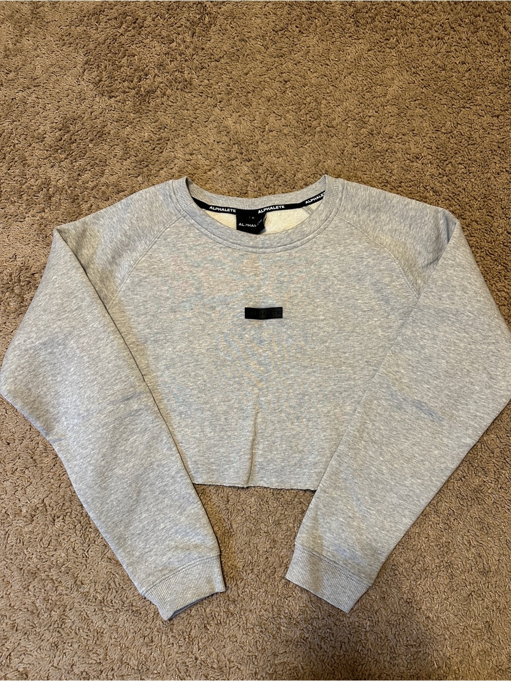 Alphalete Gray Cropped Crew Sweatshirt
